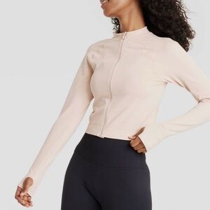 JOYLAB Cream Athletic Zipper Seamless Jacket Moon- Size M